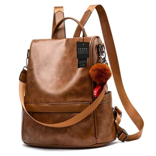 Anti-Theft Backpack Purse Shoulder Bag for Women Waterproof PU Leather
