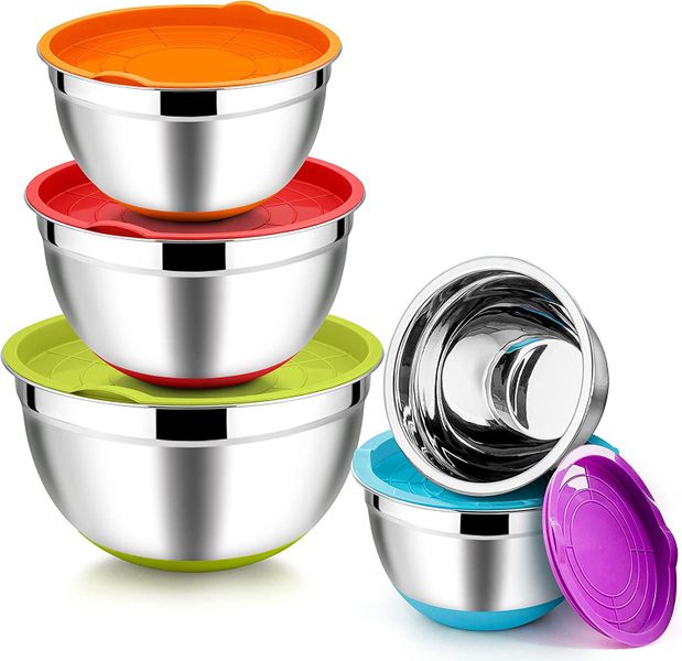 Colourful Stainless Steel Bowls - 5 Piece