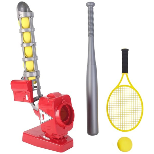 Mu Bear &amp; Co Kids 2-in-1 Baseball and Tennis Pitching Machine