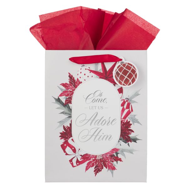 Portrait Gift Bag with Gift Tag - Oh Come Let Us Adore Him