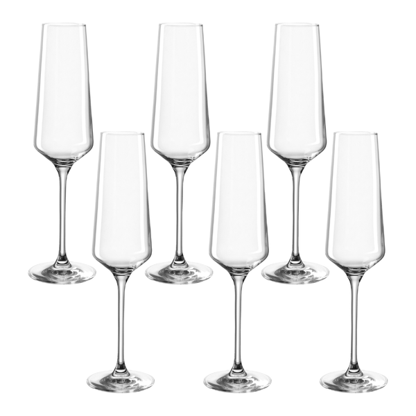 Leonardo Puccini Champagne Flute Glasses - Teqton Glass - Set of 6 280ml