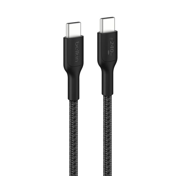 Belkin Eco Braided USB-C to USB-C Cable (1M, 240W) - Soft, Flexible Fast-Charging Cable, Type C Charger Cord for iPhone 16, Galaxy S25, Pixel 9,