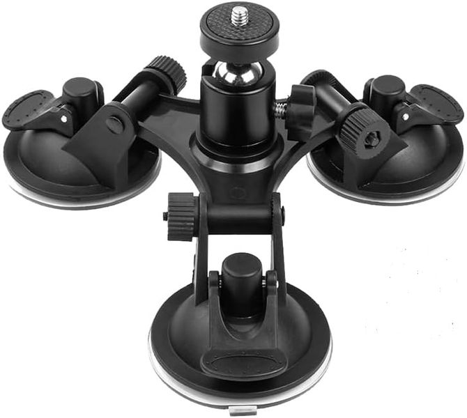 Triple Suction Cup Camera Mount with 360 Adjustable Ball Head