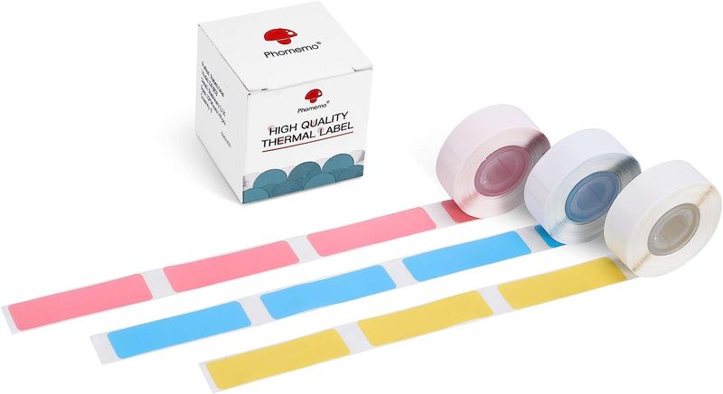 D30 Label - Label Maker Paper Blue/Pink/Yellow Label 14x50mm - 3 Rolls
