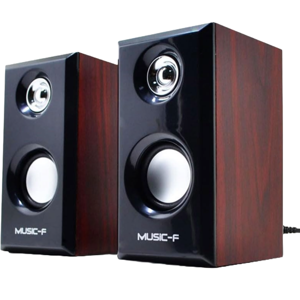 D-092 Wooden Computer Speakers - Wired PC Speakers with AUX and USB Adapter