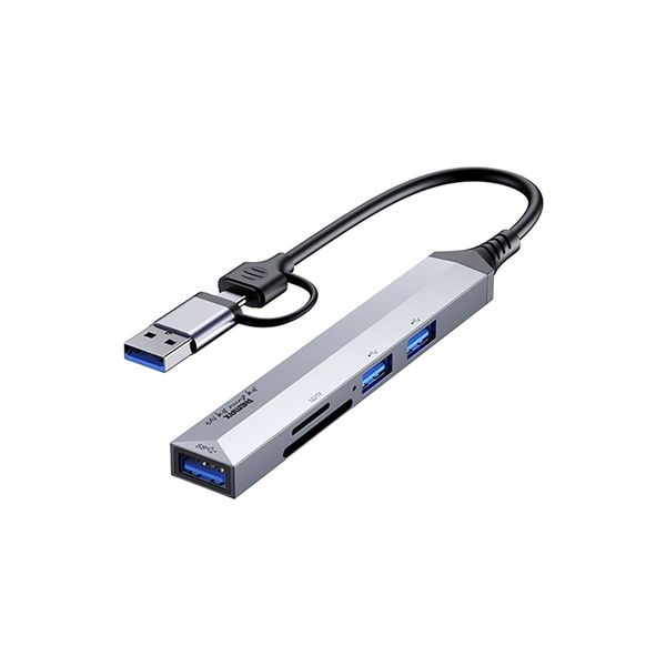 5 in 1 USB+Type-C Hub (SD + TF + USB 3.0 + 2 x USB 2.0 (Gray) RU-U7