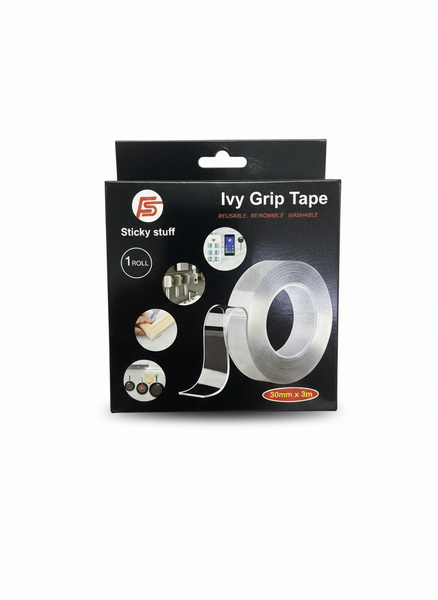 Ivy Grip Tape - Washable, Reusable &amp; Removable Mounting Tape (3m x 30mm)