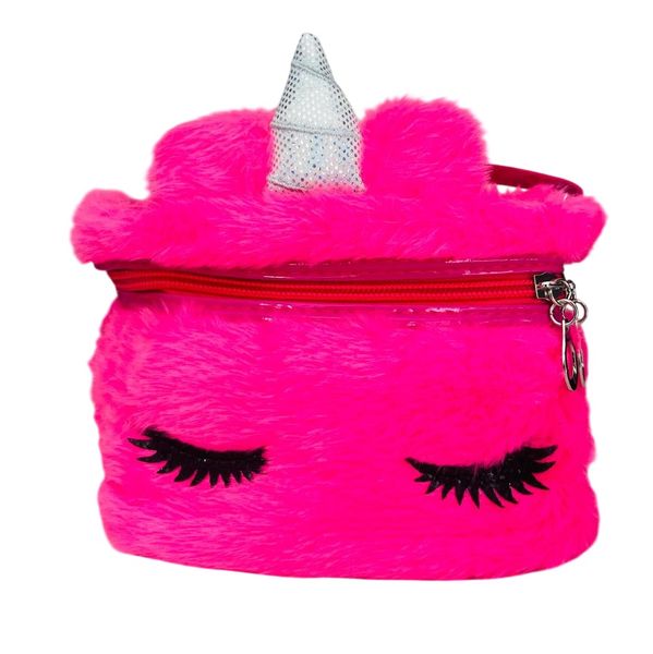 Faux Fur Unicorn Travel Size Make Up Cosmetic Bag (Set of 2)