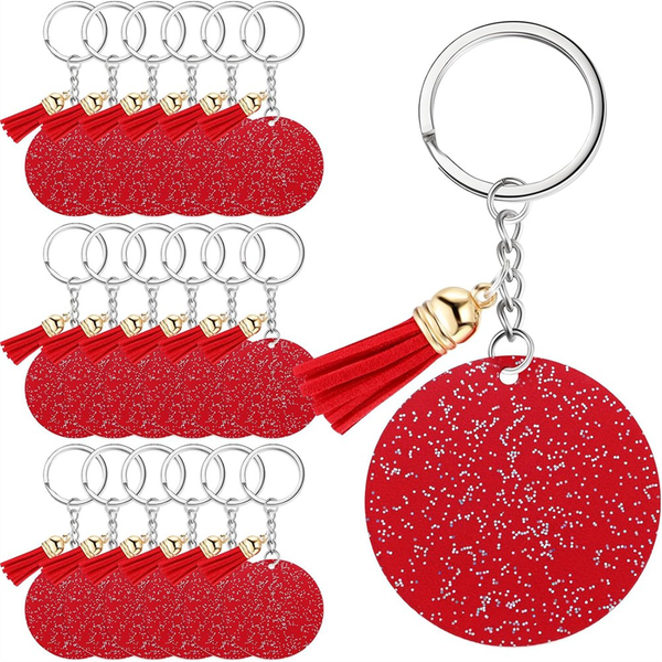Acrylic Keychain Blank With Key Ring DIY Keychain Tassel Red