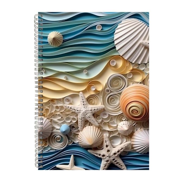 3D Quilled Seashells Beach Wave 3 Notebook Gift Idea A4 Notepad Pad 107