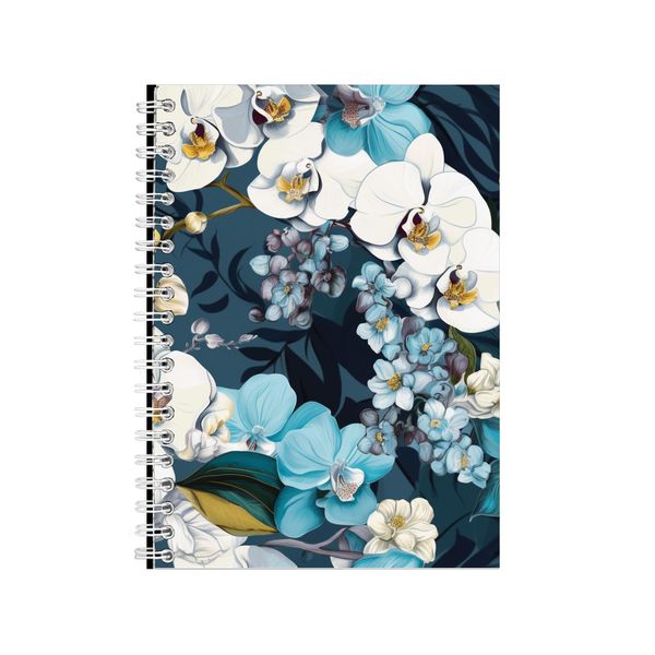 White Orchids And Blue Hydrang Notebook Art Gift Idea Notepad Pad 116