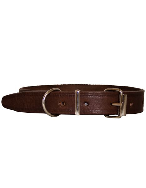 Luvsa PBR19 Veg Tanned Leather Dog Collar Nat Rivet - 1.9x45cm