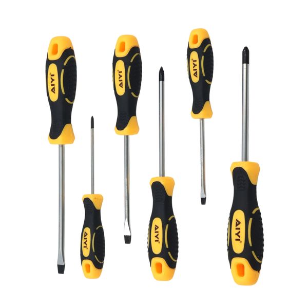 AIYI 6-Piece Screwdriver Set, CRV Magnetic Flat &amp; Phillips AY191-025