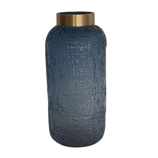 Flower Vase with Gold Rim - Midnight Blue