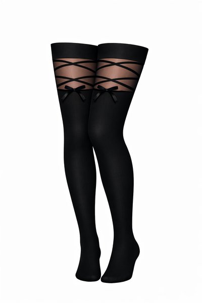 1pc Bow Decor Lolita Ultra-Thin Colorblock Pantyhose