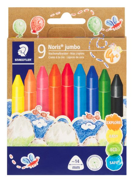 Staedtler Multi-coloured Noris Super Jumbo Wax Crayon Set 9 Piece