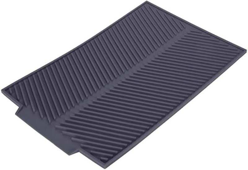 Grey BPA Free Silicone Draining Dishes Mat (43cm by 34cm)