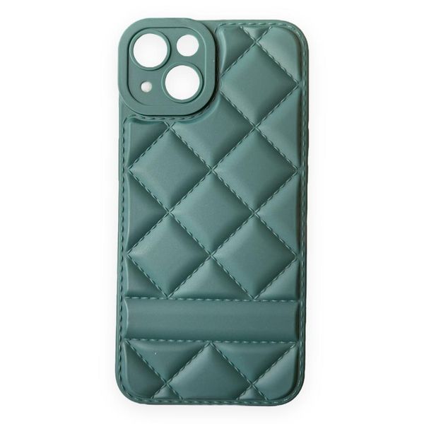 AMA Quilted Phone Case With Lanyard For iPhone 13 Pro Max- Dark Green