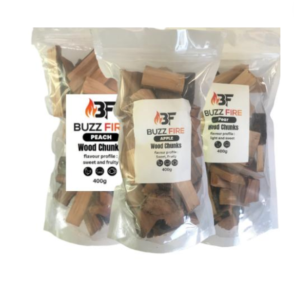 Smoking Wood Chunks Trio - 1.2KG - Apple, Peach, Pear - 3 Pack
