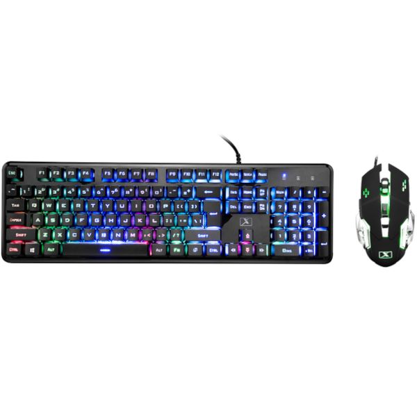 Olive Tree-Wired Mechanical Feel Gaming Keyboard Mouse Backlit - Black