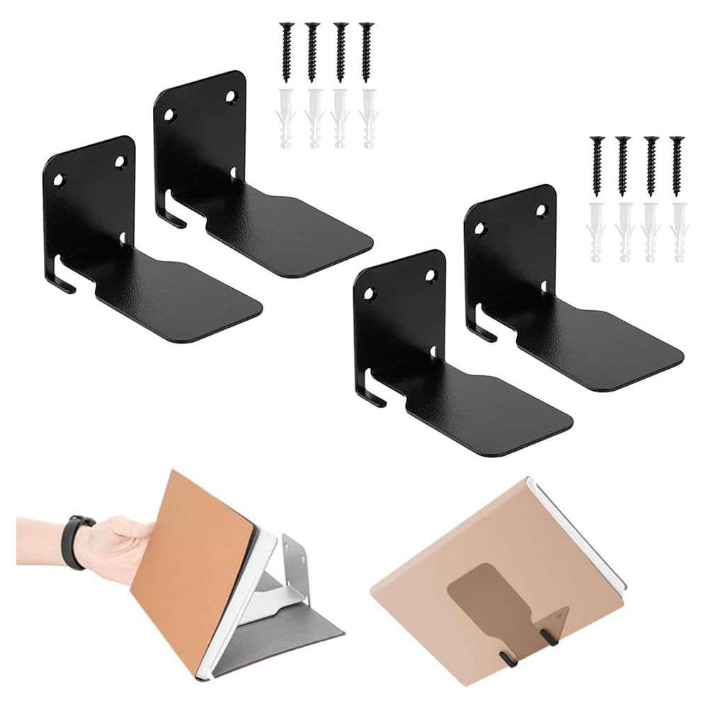 Invisible Floating Bookshelves Set of 4, Wall Mounted Book Shelves (Black)