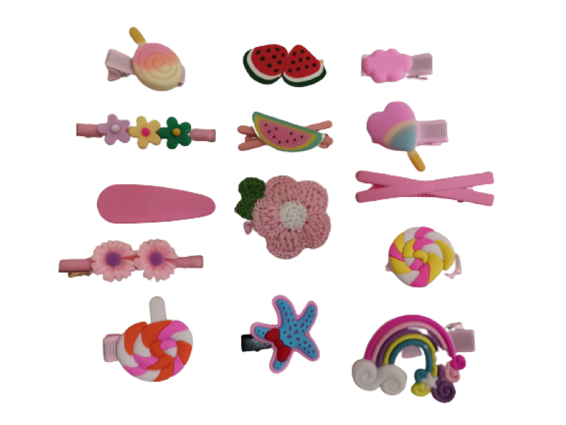 14 Piece Baby/Girls Hair Clips/Pins Accessories Set- Pink