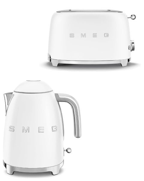 Smeg 50's Retro 1.7 L Kettle Plus 2 Slice Toaster Combo Matt White Range