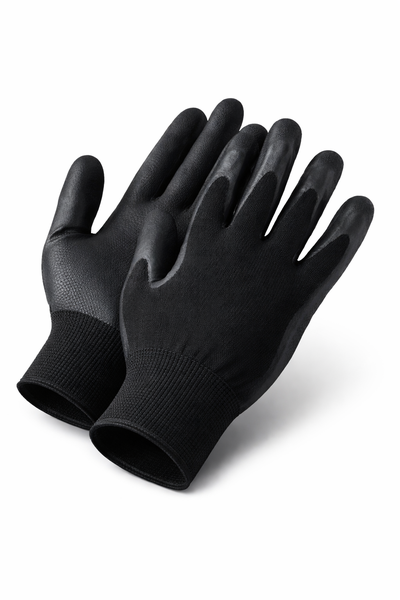 Black Nitrile Work Gloves Size L (9) - Oil Resistant Grip Gloves