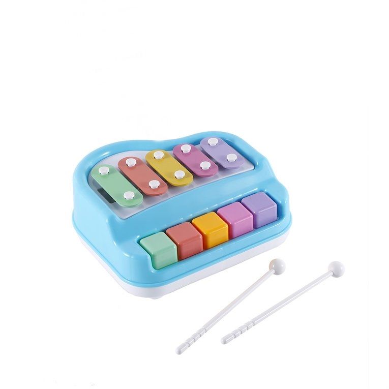 2-in-1 Piano Xylophone Educational Toy Musical Instrument for Kids-Blue