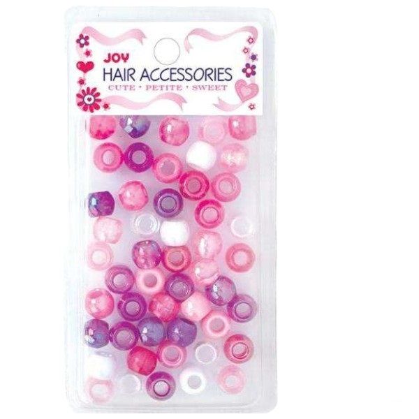 Joy - 50 Piece Large Hair Beads - Pink &amp; Purple Glitter Assorted - 4-Pack