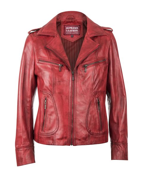 Lady Jane Slim ( Ox-Red) Fit 100% Nappa Leather Jacket