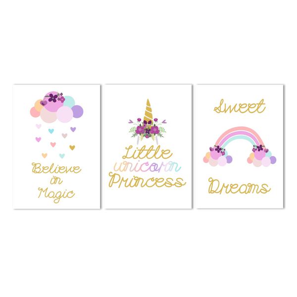 Canvas Nursery Wall Art: Sweet Dreams Little Unicorn Princess
