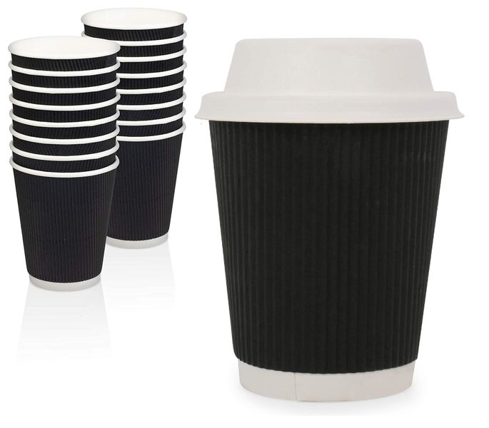 Ripple Coffe Cups with Lids - Pack of 25
