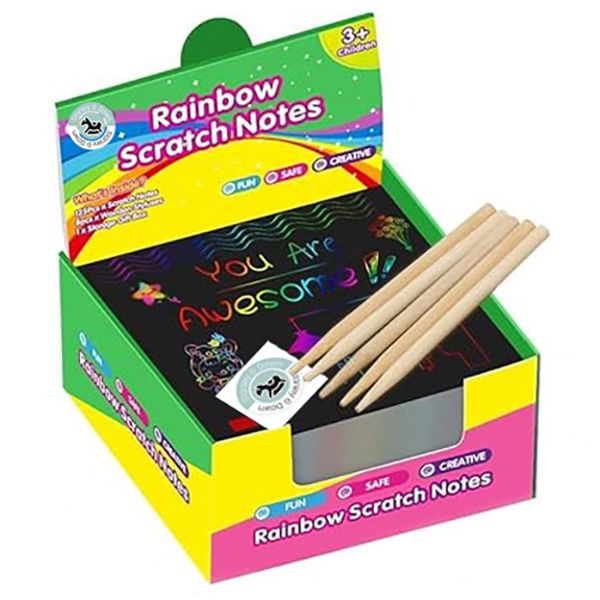 ZMLM Rainbow Scratch Mini Art Notes - 125 Magic Note Pads Cards Sheets For Kids Black Crafts