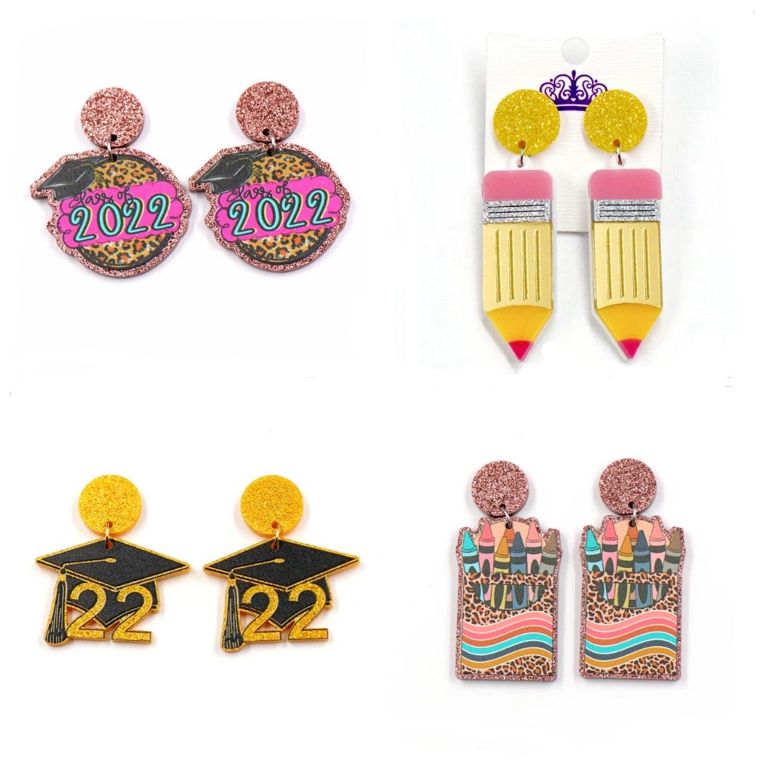 Teacher School Crèche Appreciation Gift Graduation Earring 4 Sets