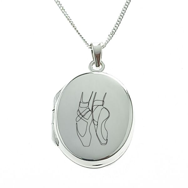 Ballet Shoes Sterling Silver Locket with Chain