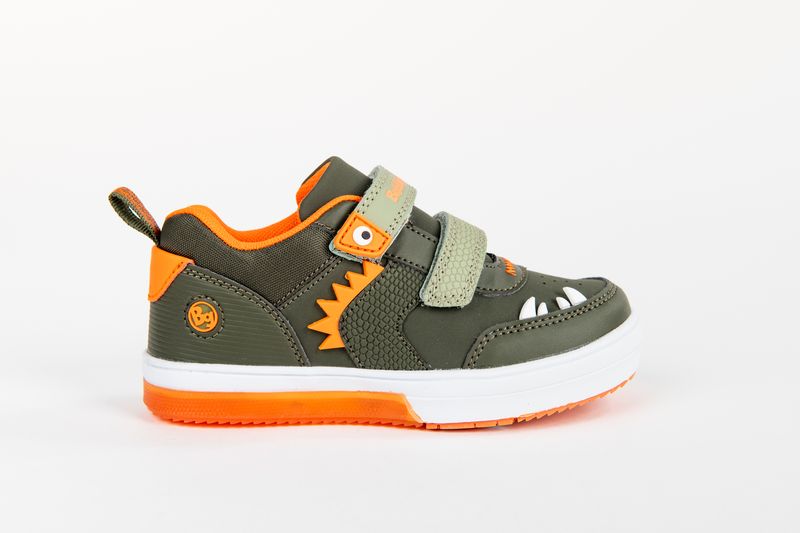 Bubblegummers - Boys Military Green and Orange Sneakers