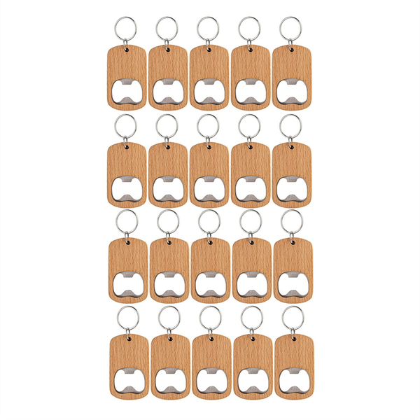 20 Pcs Wood Bottle Opener Wooden Keychain Bottle Openers for Diy Craft