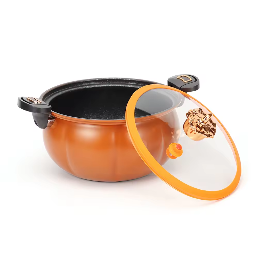 8L Pumpkin Shaped Micro Pressure Cooker - Non-Stick Pot With Clear Lid, For Stovetop Cooking