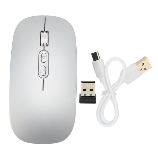Wireless Mouse Macbook Silent Type-C Silver