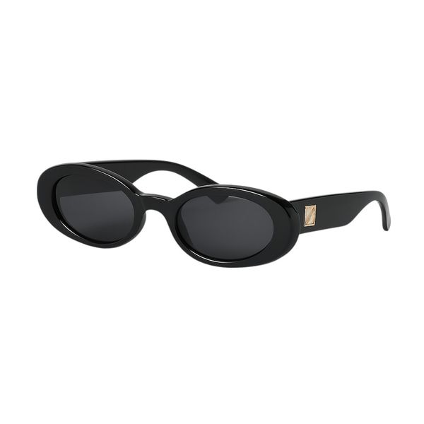 Sleek Oval Sunglasses With Vintage-Inspired Detailing - Black