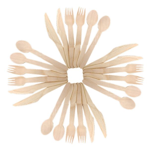 Eco-Friendly Disposable Wooden Cutlery Set - 72 Pieces
