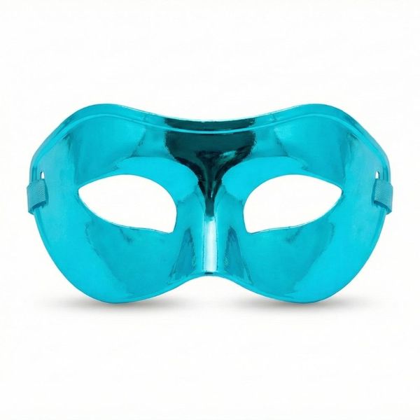 Turquoise Blue Metallic Masquerade Eye Mask for Carnival and Party Costumes
