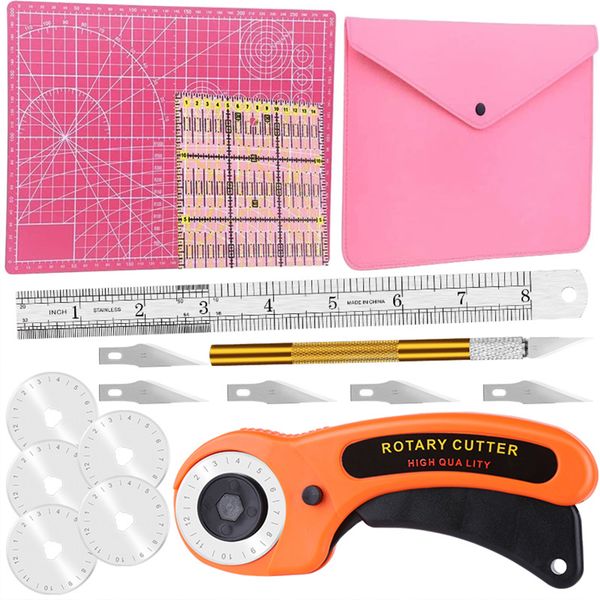 Rotary Cutter Set-Fabric Cutter with Storage Bag,Self Healing Cutting Mat