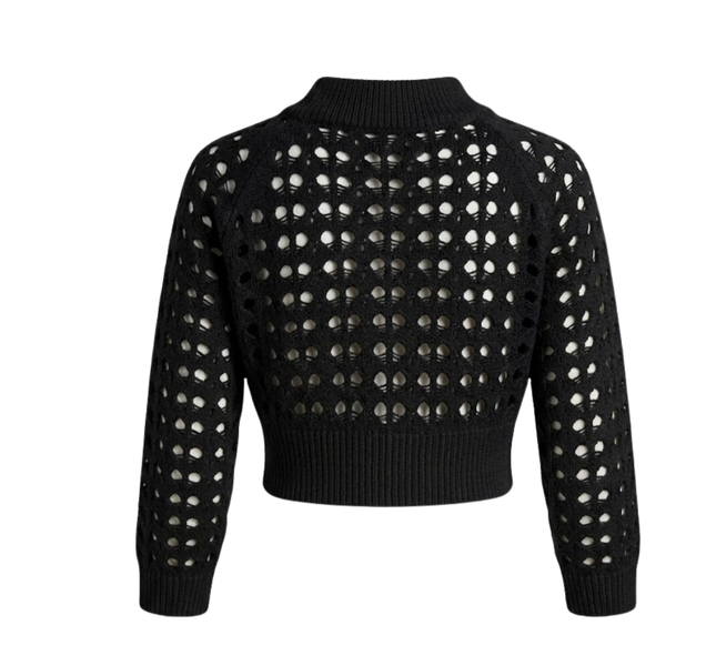 Women's Casual Long Sleeve Knitted Crop Top Sweater