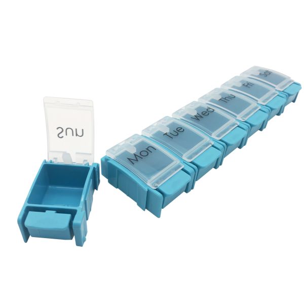 7 Day Daily Pill Box Case, Detachable Weekly Medicine Pill Organizer - Blue