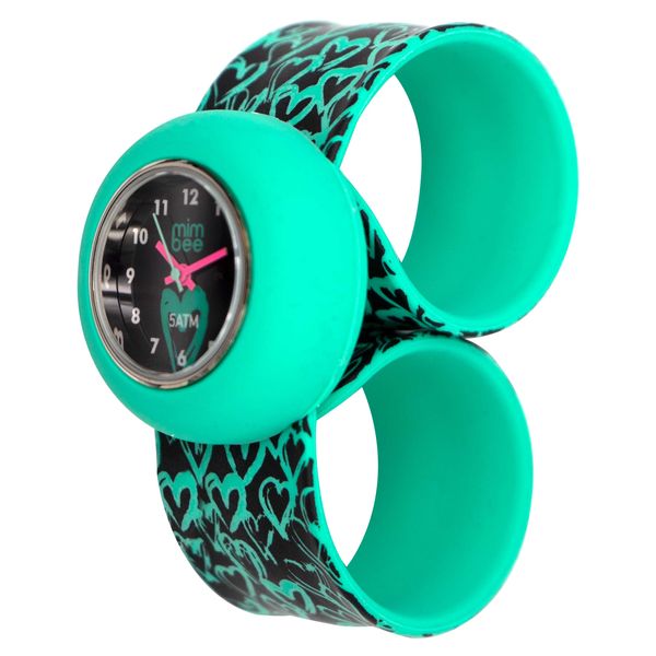 Mimbee Waterproof Teal Heart Snap Watch - Colourful, 5 ATM, Analogue Watch