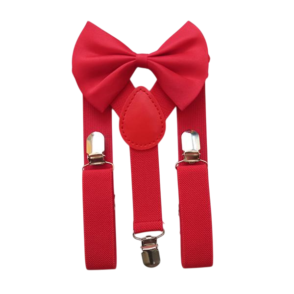 Red Kids Suspenders and Bow Tie Set