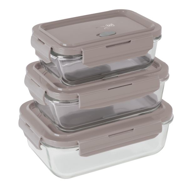 Berlinger Haus 3-Piece Glass Food Container Set - Taupe