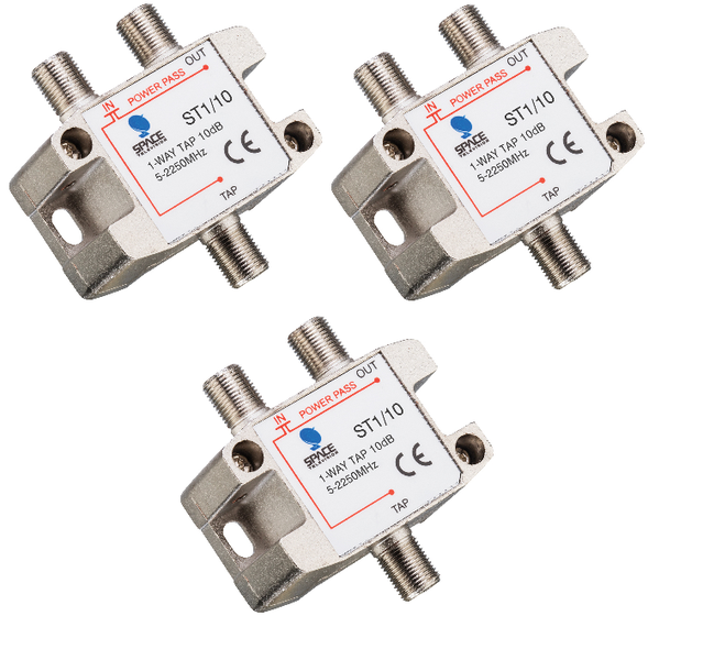Space TV Satellite IF Tap - 1 Way - 10db (5 – 2250MHz) - 3 Pack